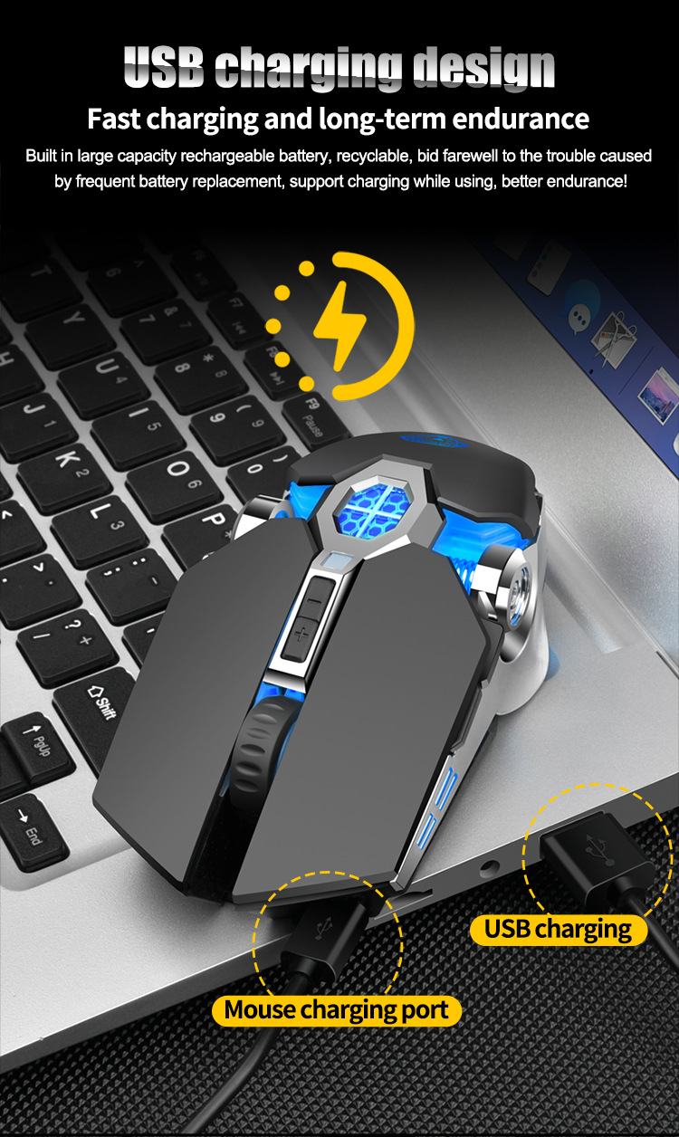 Emperor Leopard Q7 Wireless Charging Gaming Silent with Light Emitting Water Cooled Mechanical Mouse_voghion.com