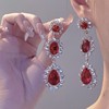 Long red crystal earings, retro small design sophisticated advanced earrings, French retro style, light luxury style