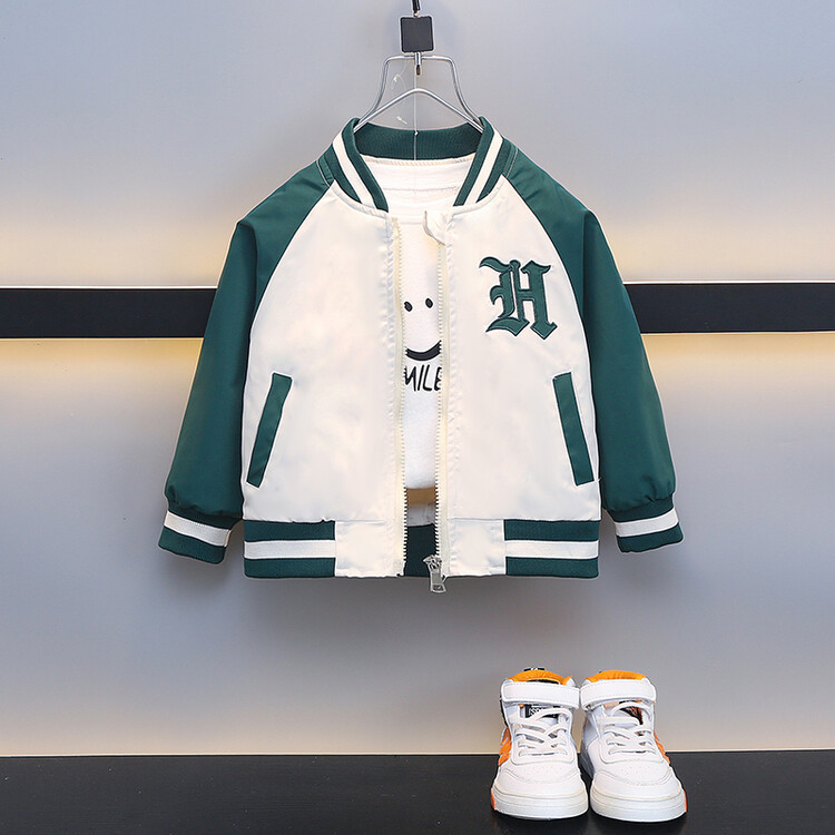 Boys' letter embroidered baseball jacket 2024 Spri and Autumn collection new handsome jacket, trendy children's_voghion.com
