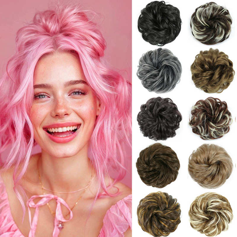 Cross-Border Chemical Fiber Curly Hair Wig Hair Bag European and American Fluffy Natural Ball Head Hair Bag Hair Bag Hair Bag Wholesale