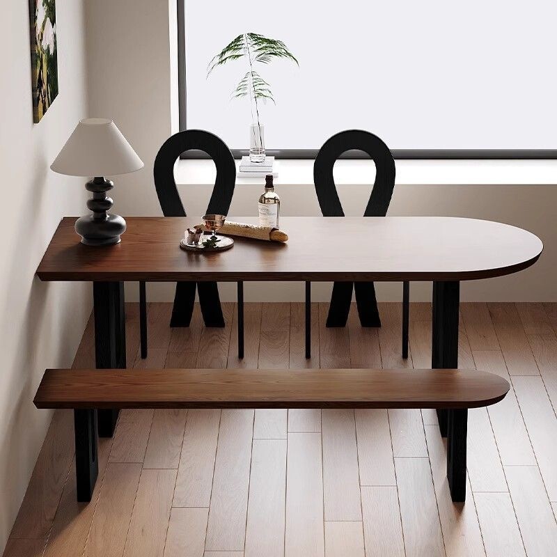 French-Style Vintage Dining Table Island, Oval-Shaped, Suitable for Small Households, Black Mid-Century Style, Living Room Dining Table, Desk, All-In-One Table French-Style Vintage Dining Table Island, Oval-Shaped, Suitable for Small Households, Black Mid-Century Style, Living Room Dining Table, Desk, All-In-One Table