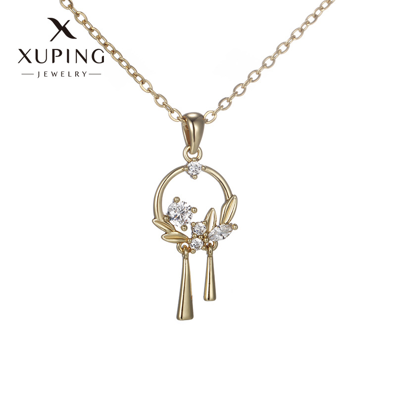 Xuping nuevo estilo de moda europea y americana collar de guirnaldas temperamento ligero de lujo aleación chapada en oro collar joyas al por mayor mujeres