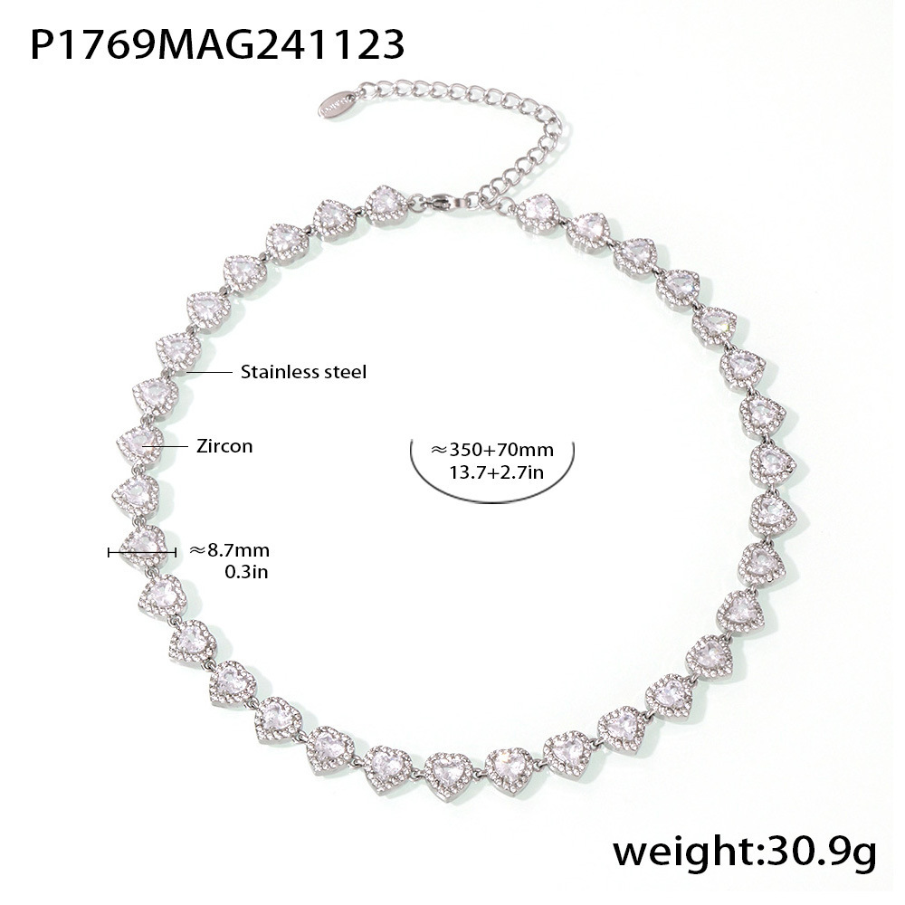 El amor de Zhao Zhao Zirconium brillante empalme pulsera collar ligero temperamento lujoso mujer color transfronterizo conjunto de joyas de acero de titanio