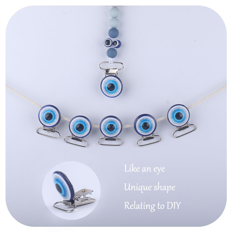 Suministros de bebé nuevo zafiro azul ojos DIY chupete clip bebé chupete cadena clip chupete anti-gota cadena Accesorios