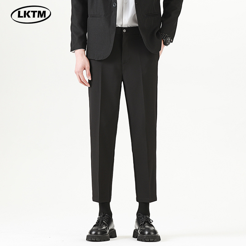 LKTM男装#轻熟风九分休闲裤男士夏季ins直筒小西裤高级感商务裤子