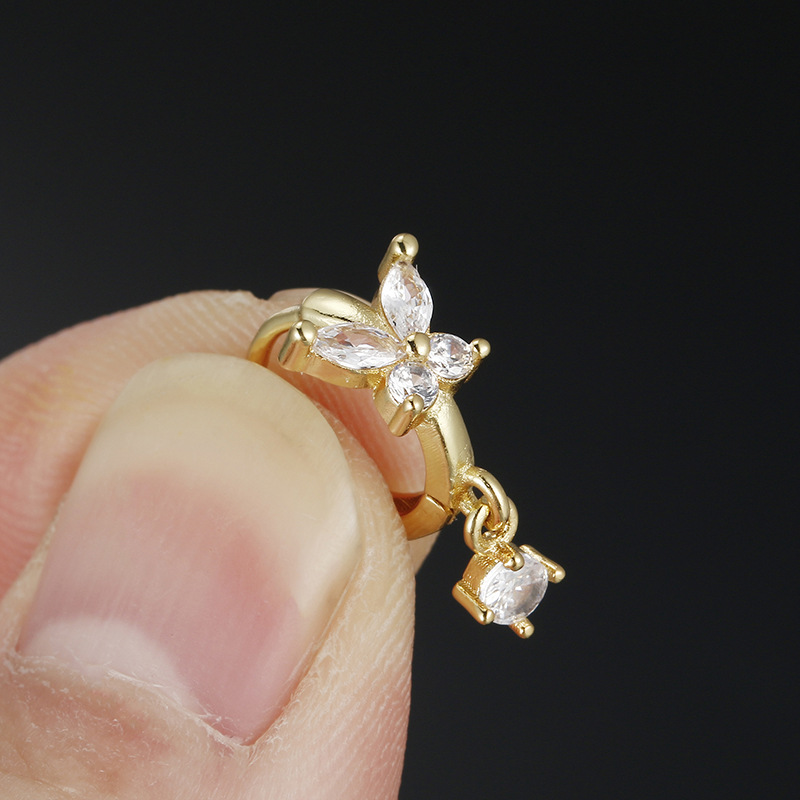 Fashion Geometric Star Butterfly Copper Inlay Zircon Earrings 1 Piece