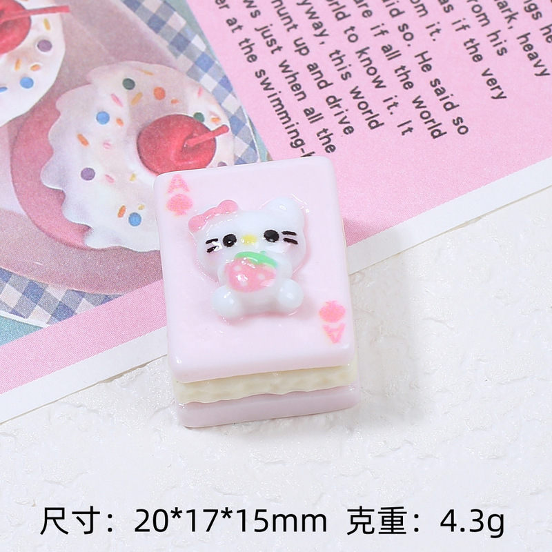可爱小猫扑克夹心饼干手工diy奶油胶树脂配饰小配件饰品材料批发|undefined