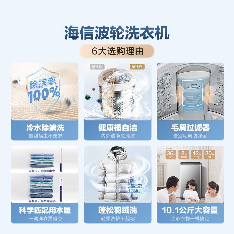 海信10KG波轮洗衣机全自动家用大容量一键智洗波轮深灰色中国大陆