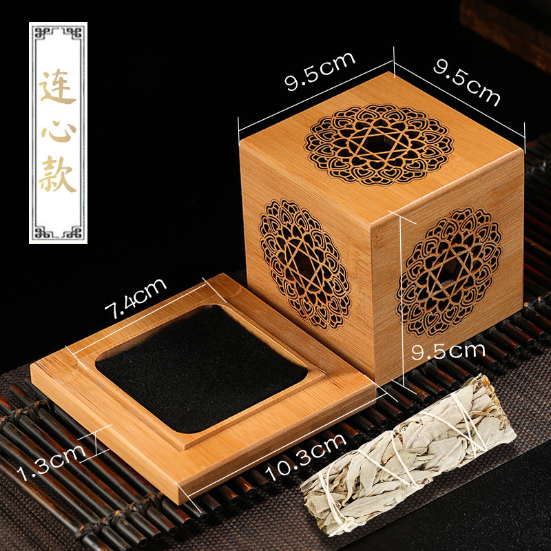 madera salvia blanca incienso horno de cristal purificador incienso horno de disco de madera de bambú caja de sándalo decoración desmagnetizador image 12