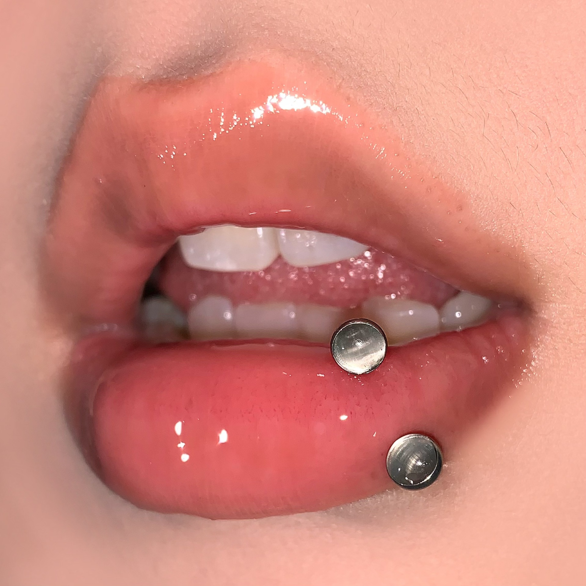 Pointed labret stud close-up product detail