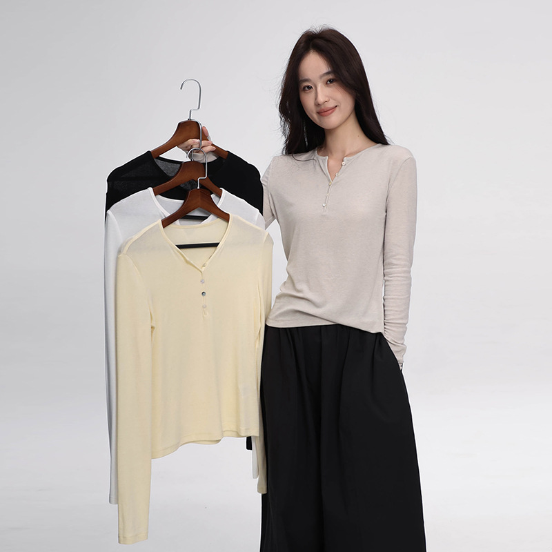 YOUYE Thirteen Lines Women's Clothing 2026 Autumn/Winter New Women's T-shirt, Women's Base Shirt, Women's Long Sleeve Top YOUYE Thirteen Lines Women's Clothing 2026 Autumn/Winter New Women's T-shirt, Women's Base Shirt, Women's Long Sleeve Top