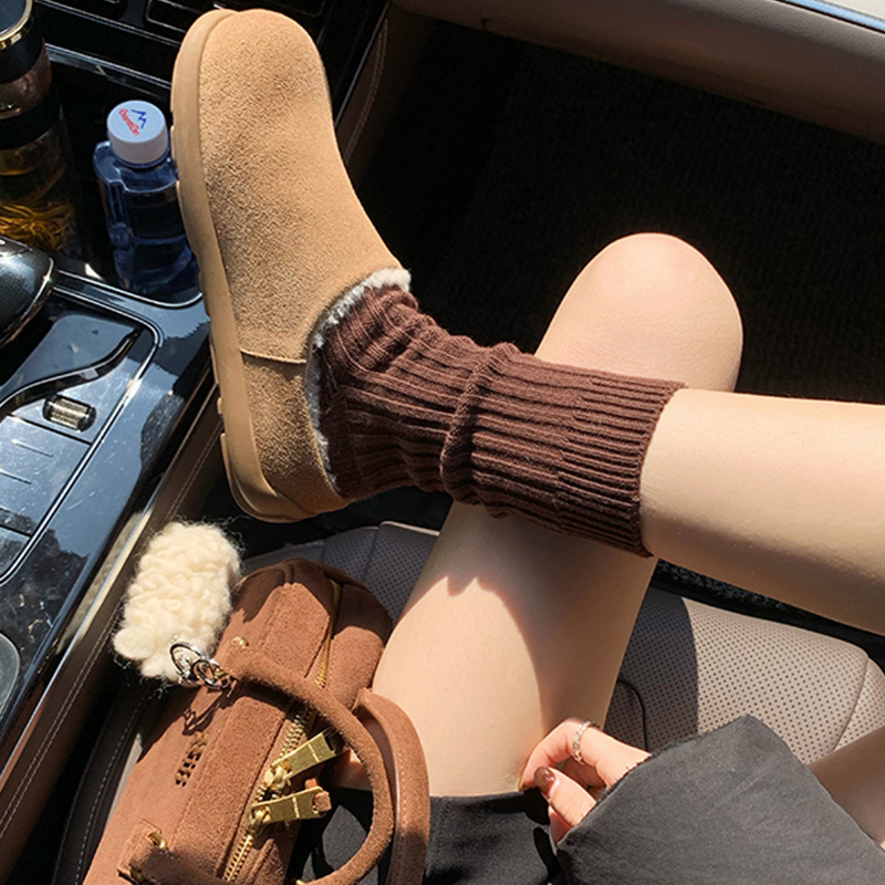 【现货出售】厚底加绒毛毛鞋保暖一脚蹬勃肯半拖雪地靴秋冬棉鞋