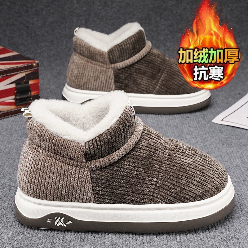 Хлопковые тапочки мужские зимние бархатные утолщенные теплые хлопковые туфли все включено мужские меховые туфли