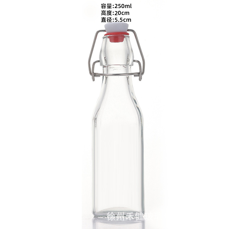 ラウンドバックル瓶透明ガラス飲料瓶密封楽バックル酵素牛乳ジュース瓶家庭用果実酒瓶空瓶|undefined