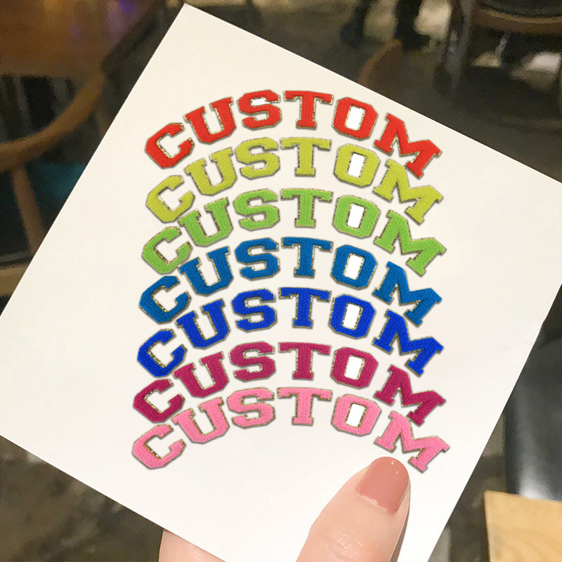 多色彩虹26个英文字母毛巾绣刺绣布贴工厂补丁贴刺绣布贴名字贴