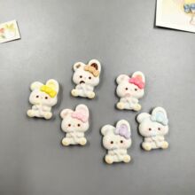 卡通可爱小兔子小勺子树脂配件手工发夹手机壳冰箱贴水杯贴片材料