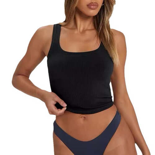 American and European Amazon camisole blouses, spicy summer outerwear, square collar, midriff-baring, slim-fitting women's innerwear tops