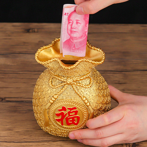Wholesale new Chinese style money bag lucky bag piggy bank ornaments home decoration living room restaurant resin crafts