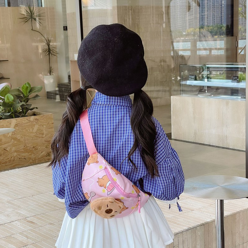Kapibara bolso de pecho para niños nuevos dibujos animados lindos bolso de cintura para chicas extranjeras versátiles bolso de cintura para niños