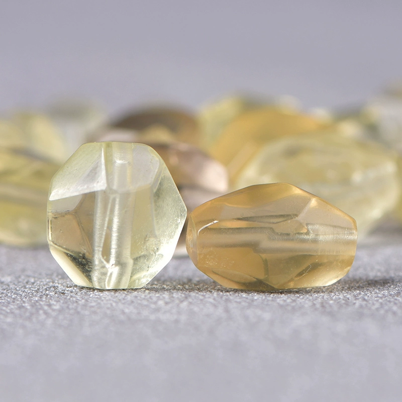 Натуральный необработанный камень цитрин, полированный асимметричный многогранник, многоугольные бусины ручной работы, аксессуары для бисероплетения