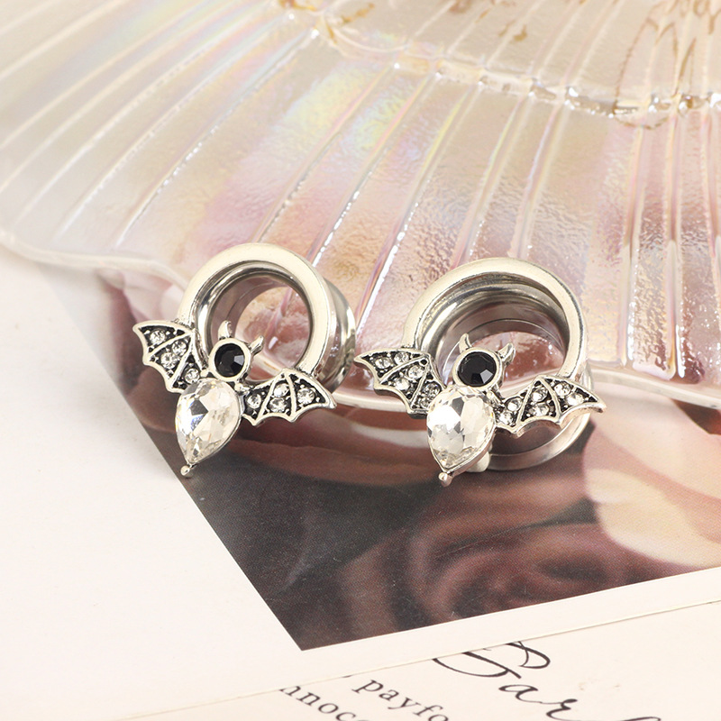 New Stainless Steel Ear Expander Fashion Trendy Men Women Auricle Bat Piercing Earrings detail image 7