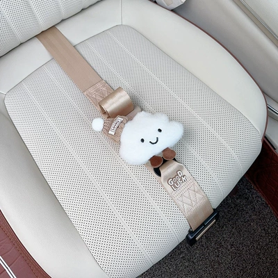 Belt, Car Anti-Belly Restraint, Car-Mounted, Car seat belt - three-point-anti-strangle-safety-belt-beige-khaki-hat-white-clouds