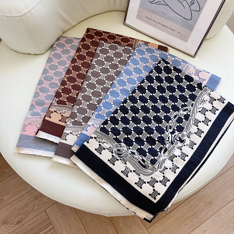 2021 estilo occidental europeo y americano Cadena de Cachemira cálido chal exterior otoño e invierno nuevo chal cepillado de dos colores de doble cara para mujeres