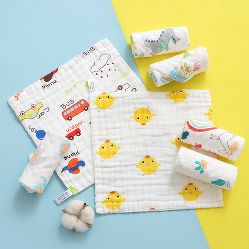 Saliva high-density six-layer gauze pure cotton square towel baby soft absorbent face towel small towel wholesale