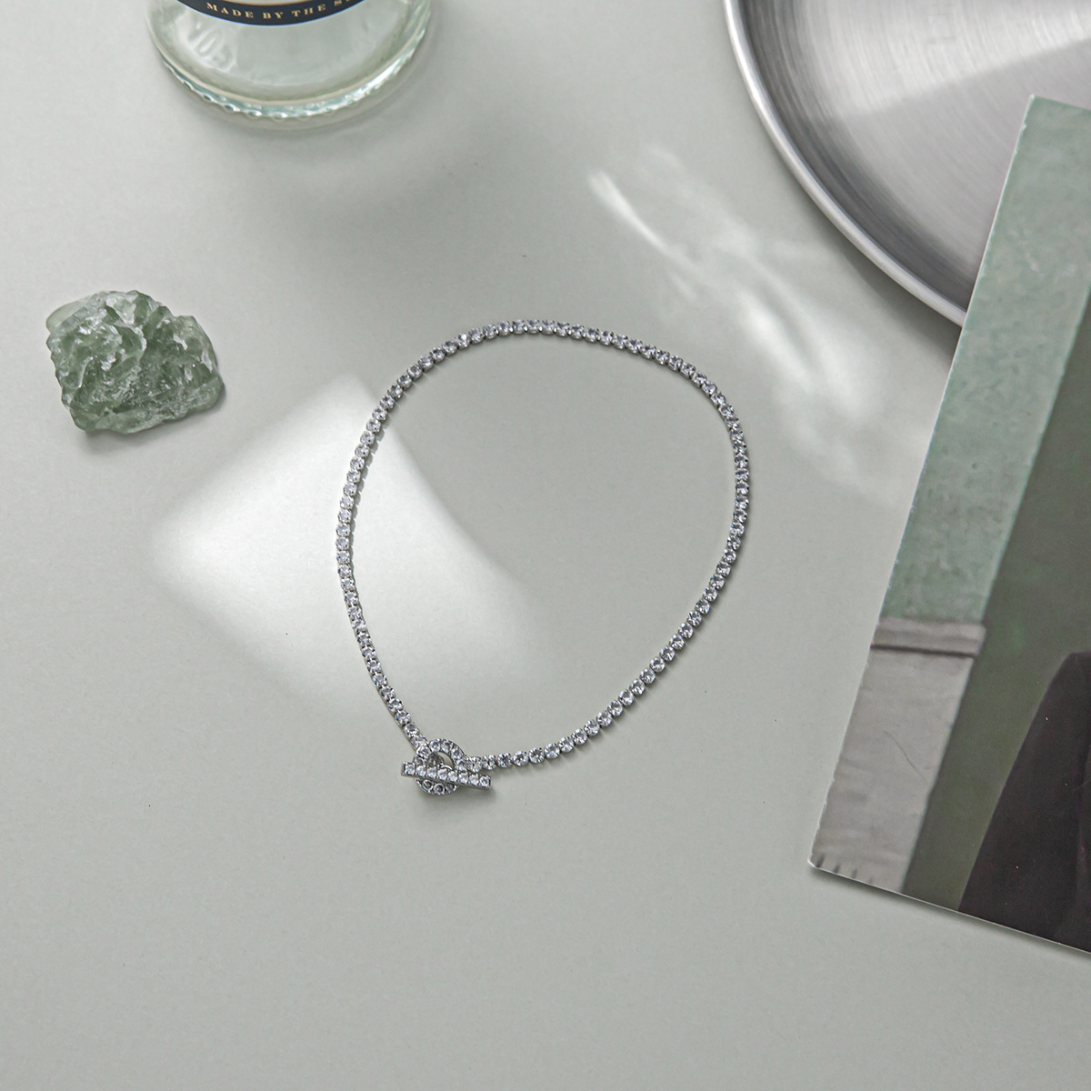 Fashion Geometric Copper Inlay Zircon Necklace 1 Piece