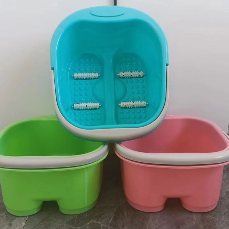 メーカー卸売りプラスチックマッサージ洗面器印刷ロゴ四輪足風呂桶プレゼントプラスチック足風呂|undefined