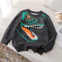 男童街头风恐龙图案儿童毛衣针织套头衫适合日常春季秋季冬季