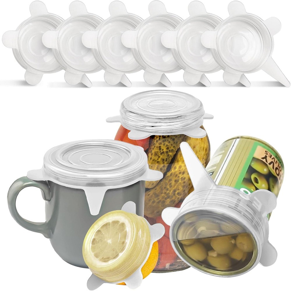 Household Fruit and Food Preservation Film, Single Six-Piece Set, Wine Bottle and Wine Jar Sealing Cover, Stretchable Silicone Preservation Cover