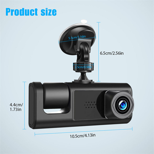 Cross-border new product three-record driving recorder 1080P wide angle three-lens car recorder with reversing visibility