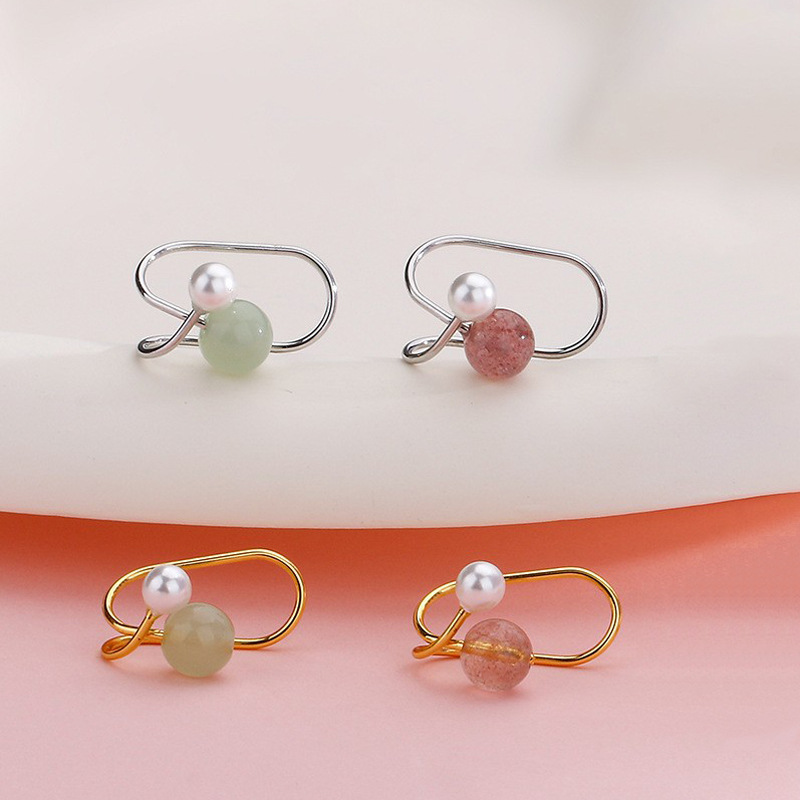 Pendientes tipo clip de jade Hetian, estilo chino vintage, sin perforación, diseño elegante artesanal