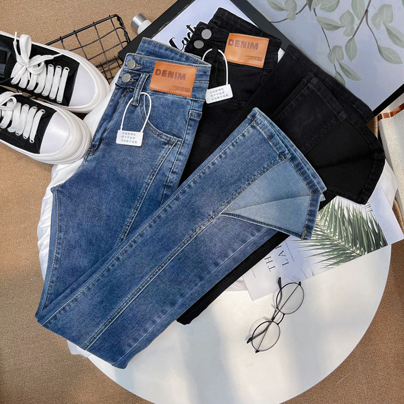 Spring and Summer New Slave Jeans Women's Small High Waist Tight Stretch Slim Slit Flare Trousers Women Spring and Summer New Slave Jeans Women's Small High Waist Tight Stretch Slim Slit Flare Trousers Women