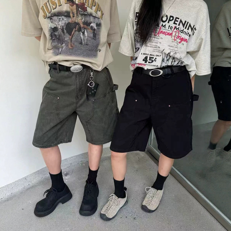 19studio WAYNEPRINCE Washed Vintage Multi-Pocket Logging Pants Workwear Loose Wide-Leg Casual Shorts 19studio WAYNEPRINCE Washed Vintage Multi-Pocket Logging Pants Workwear Loose Wide-Leg Casual Shorts