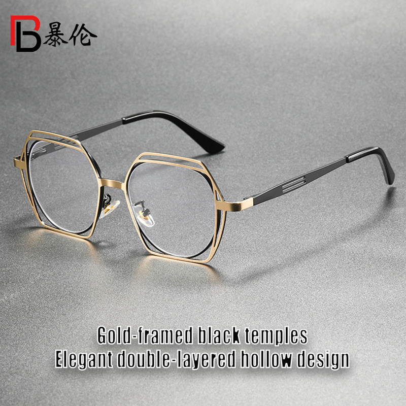 Metallic Line Design, Versatile Street Style Non-Prescription Glasses, Line Design with Anti-Blue Light Feature, Non-Prescription Glasses Bl66110