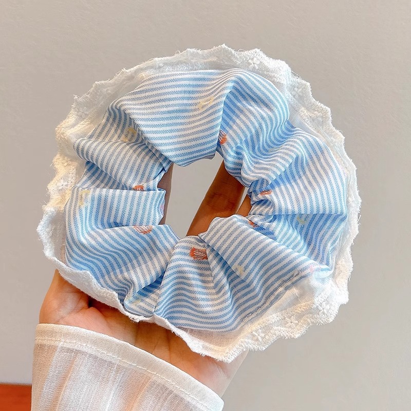Corbata de pelo de intestino de lunares de crema grande coreana, gomas de goma de cola de caballo suaves para mujer, accesorios para el cabello de bola, accesorios para el cabello, cuerda para la cabeza