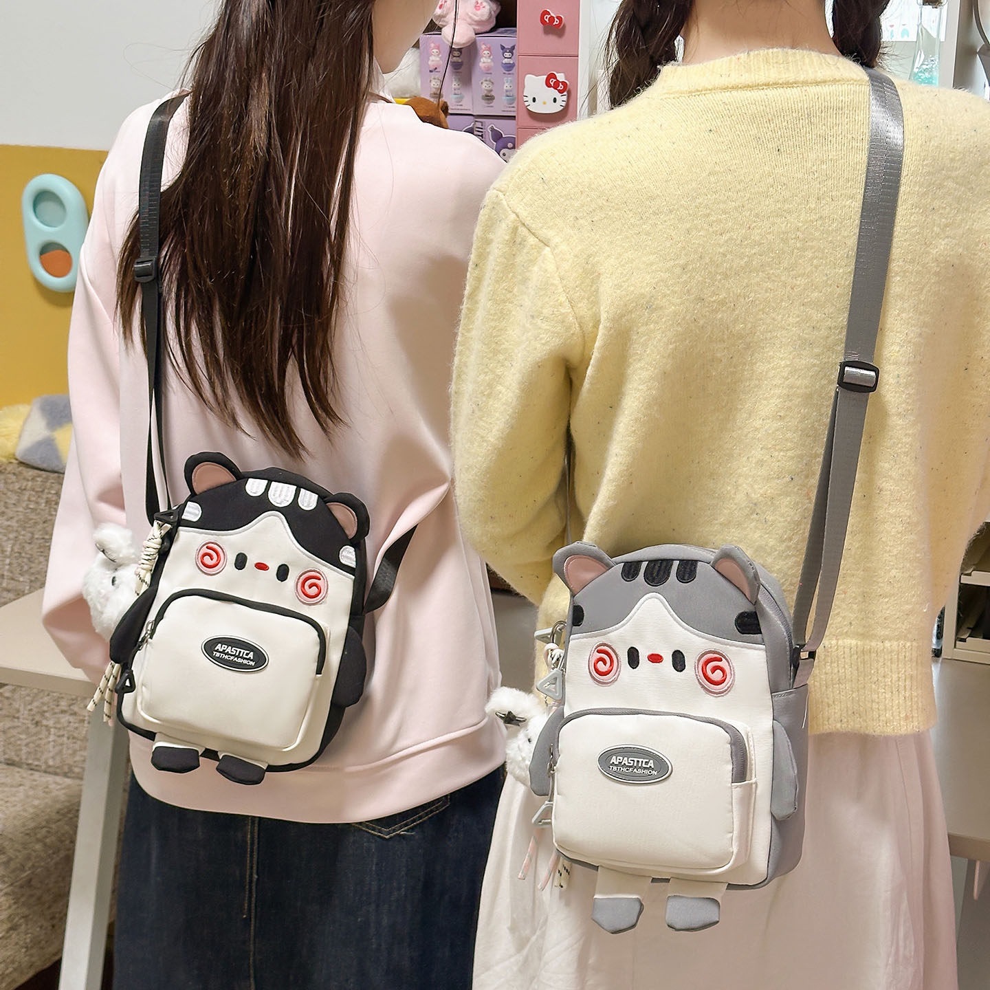 Gato verano coreano 2026 bolsos lindos japoneses mujeres caricaturas super móviles nuevas bolsas diarias de hombro
