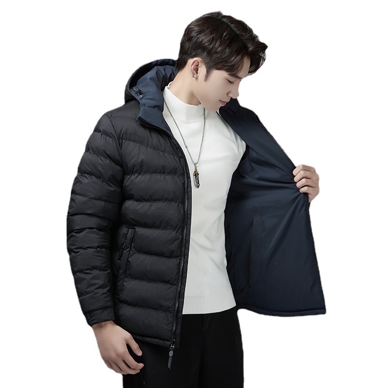 Abrigo de algodón acolchado de doble cara para hombre de invierno Sombrero desmontable Abrigo acolchado de algodón cálido engrosado Abrigo acolchado de algodón para hombre Venta directa de fábrica