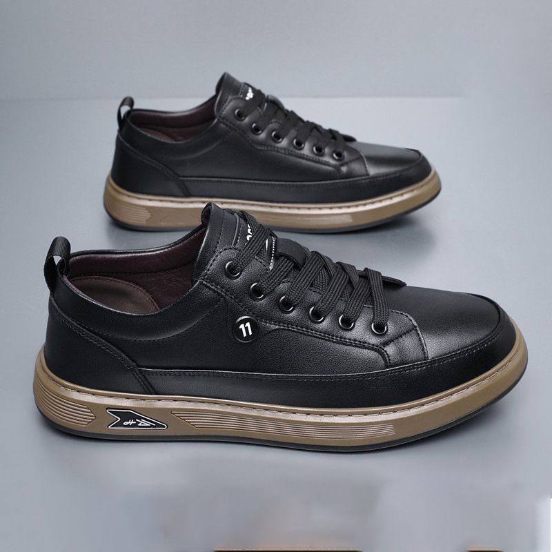 Men's Casual Leather Sneakers - Comfortable Soft-soled Shoes_voghion.com