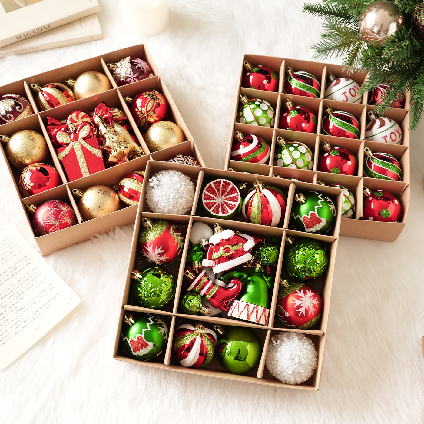 Nuevos productos transfronterizos paquetes de colgantes de bolas de Navidad en caja decoración de árboles de Navidad decoración de atmósfera de vacaciones decoración de colgantes en stock