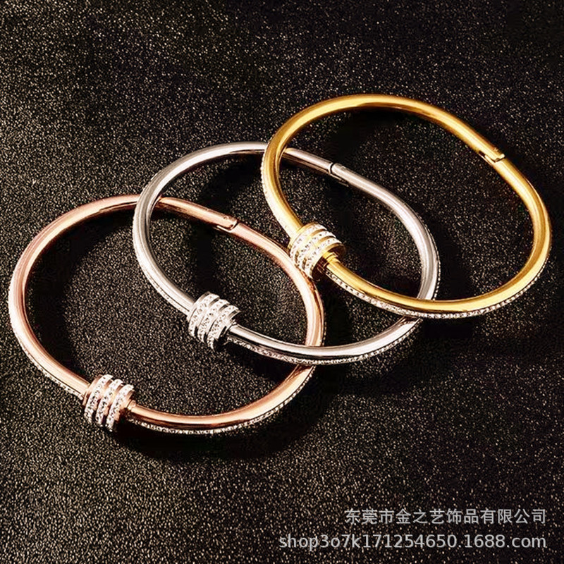 Cross-Border Titanium Steel Full Diamond Small Waist Bracelet Elegantstylish New Human Town Store Treasure Ins Female Trendy Batch