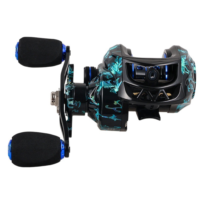 Carrete de baitcasting láser azul para pesca transfronteriza, de alta velocidad, con freno magnético, línea antiexplosión, subcarrete de baitcasting, carrete de pesca de ultra-largo alcance