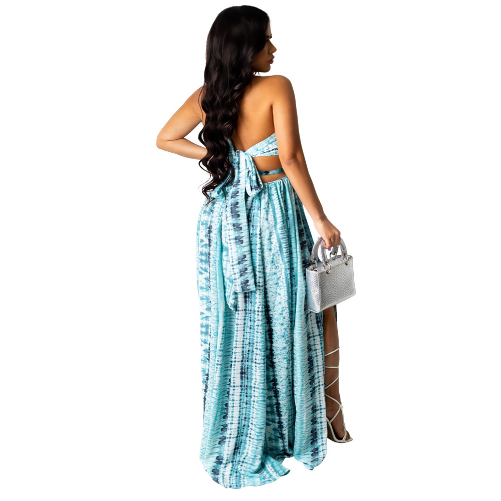 irregular split sexy halter long skirt dress nihaostyle clothing wholesale NSCYF68170