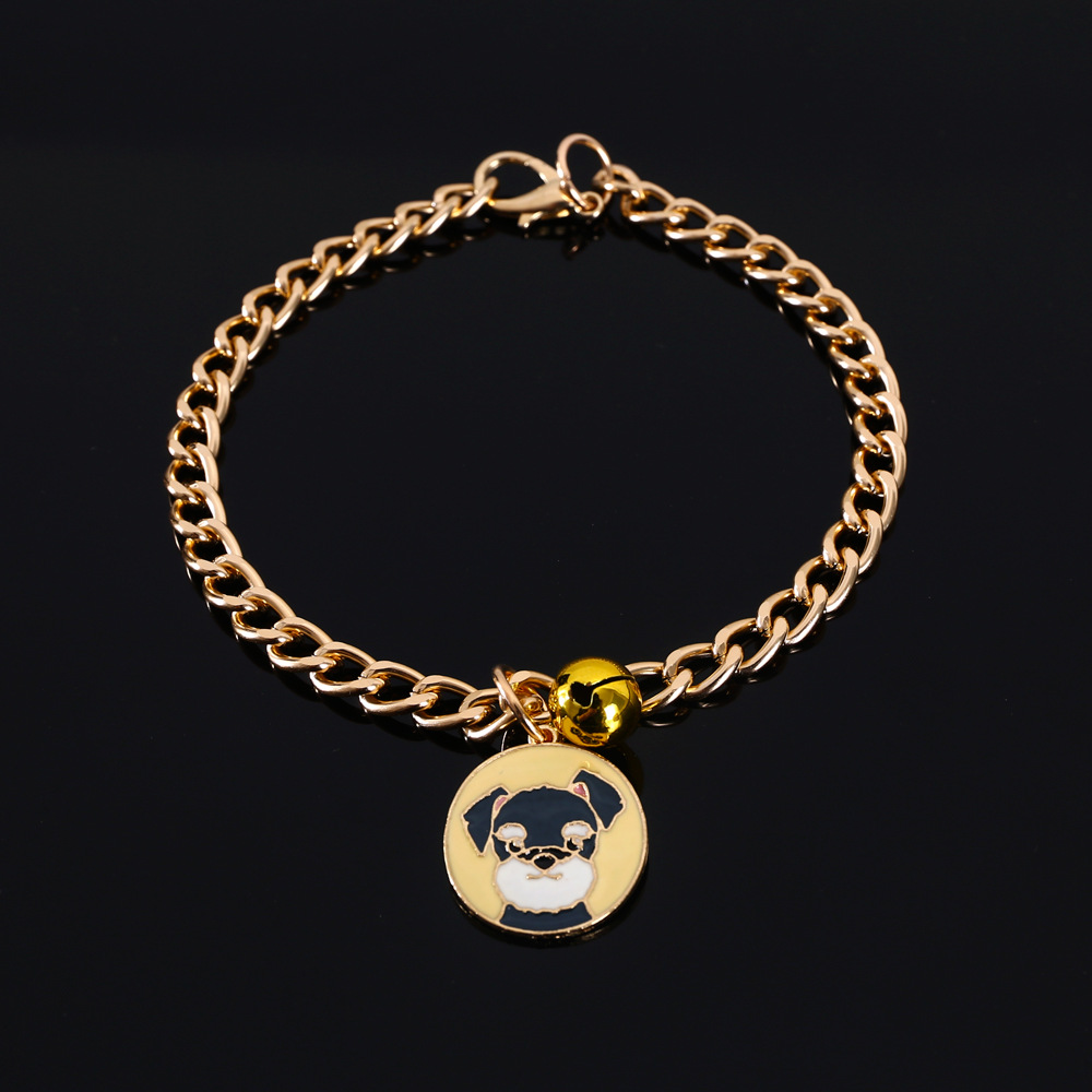 Mascotas de oro perros de madera Teddy azul felino collar colgante de dibujos animados collar ajustable accesorios tarjeta de lucha de perros