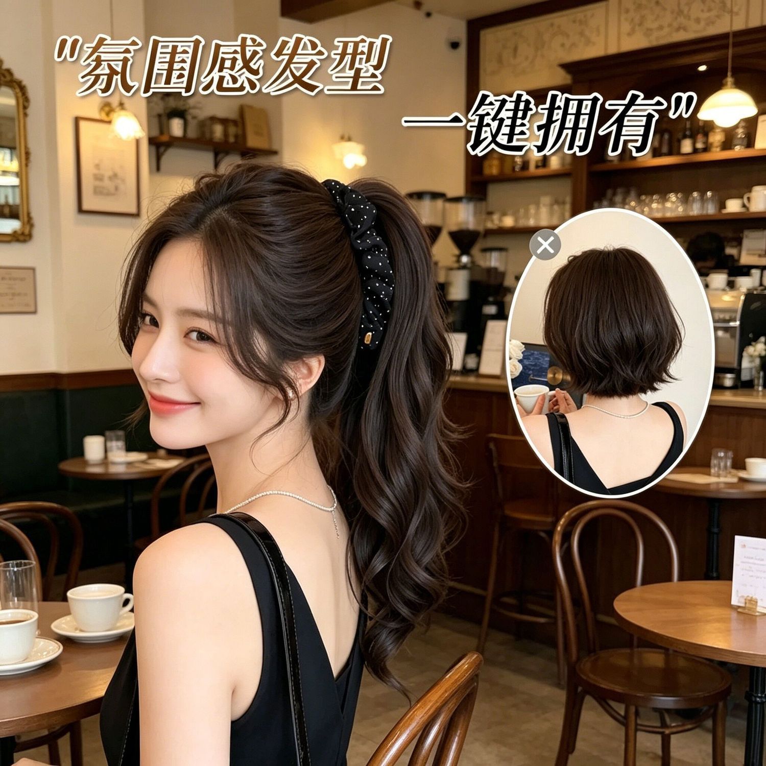 Peruca de cola de caballo, trenza de cabello