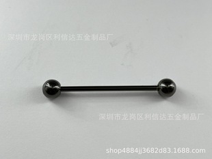 Metal One-line Collar Pin, Double-ended Round Bead Pin, Clothing Cuff Pin, One-word Spiral Cuff