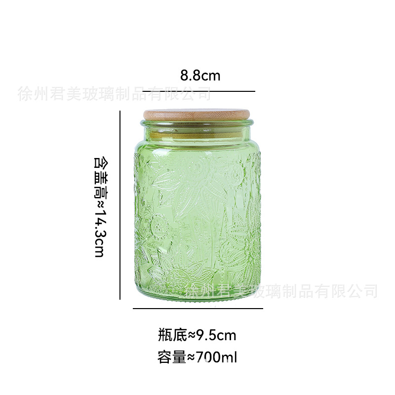 700ml tanque de almacenamiento de vidrio colorido begonia cocina casera granos de café té granos de granos latas de sellado al por mayor