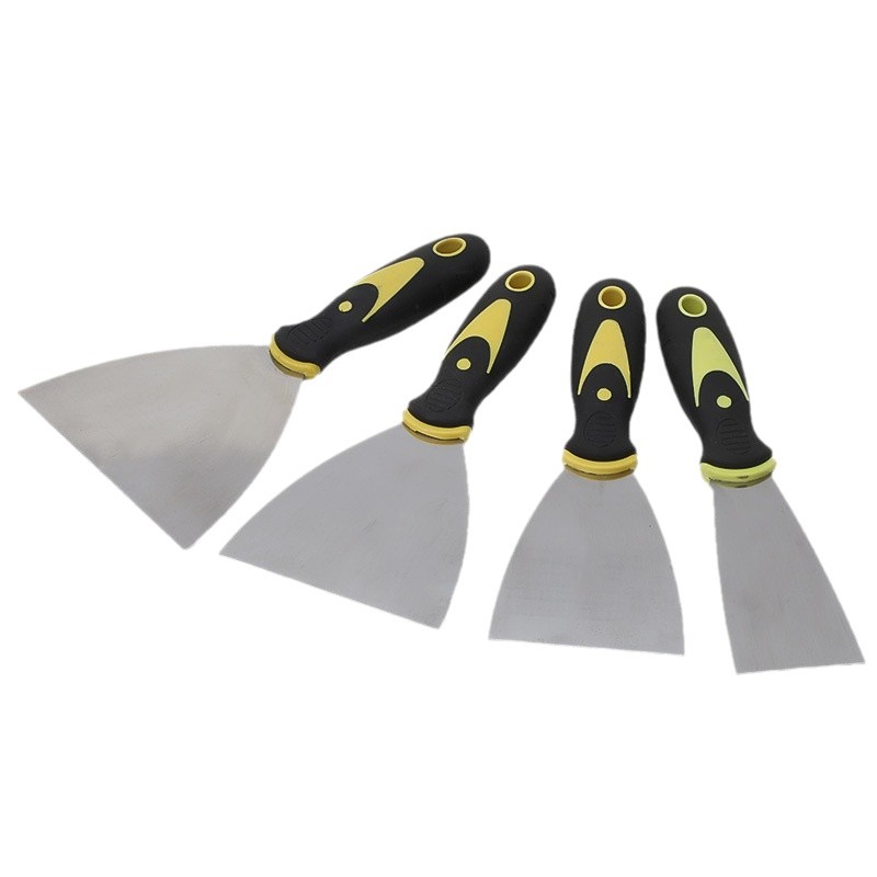 Cuchillo de cenizas de aceite de acero inoxidable al por mayor, mango de madera de dos colores, espátula multifuncional, espátula de limpieza de decoración de percusión gruesa